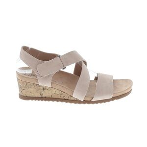 LifeStride Womens 8.5 M Sincere Ivory Beige Heeled Sandals Wedges Neutral Summer